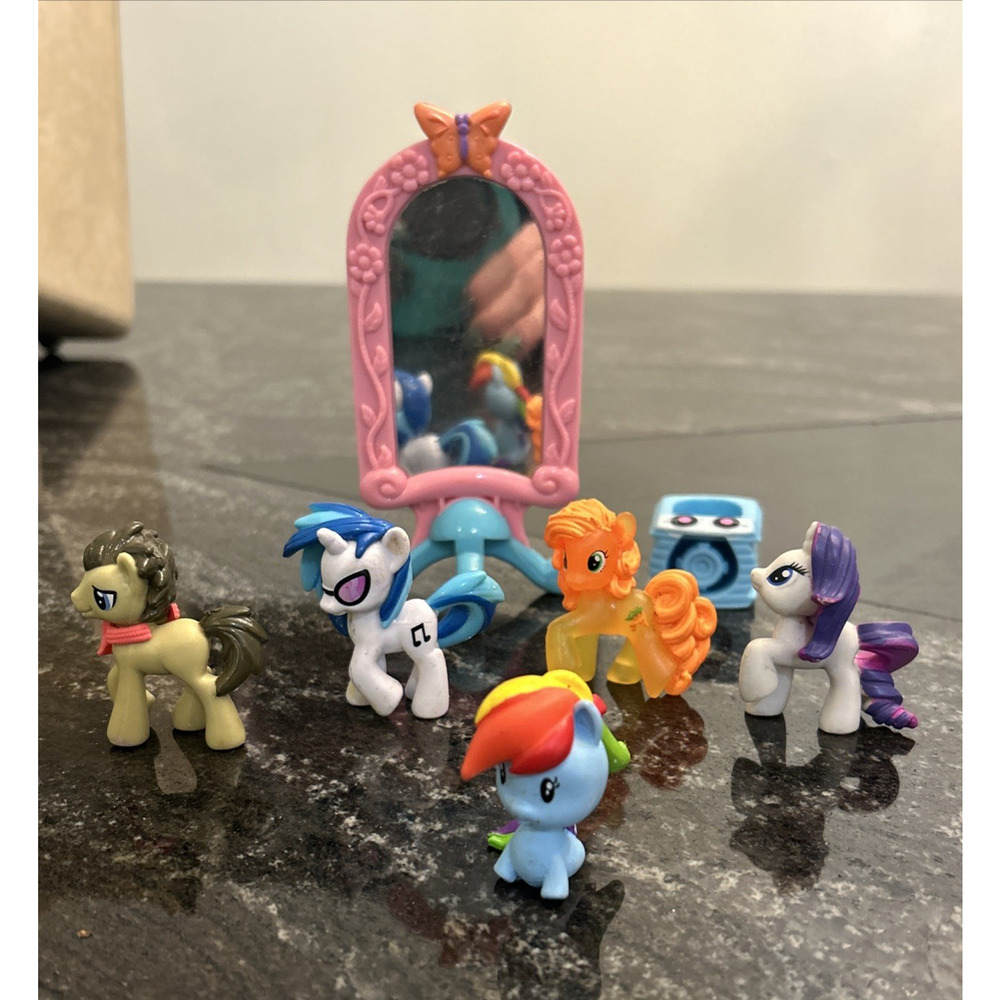 Lot of 7 My Little Pony Mini Figures 2" Tall Accessories Mirror *READ*